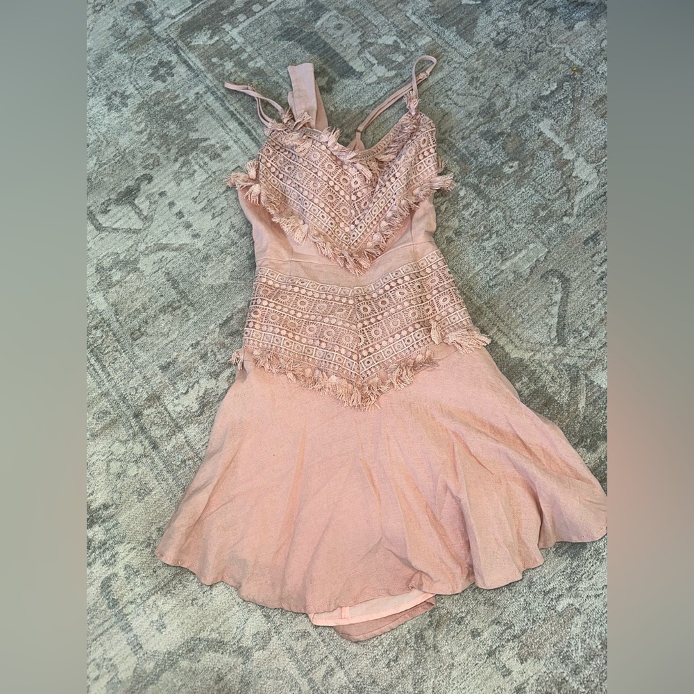 Selfie Leslie Pink Bohemian Fringe Mini Dress